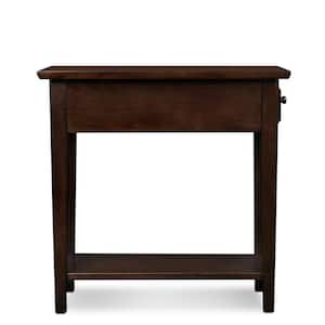 Favorite Finds 10 in. W Chocolate Oak Rectangle Wood Narrow End / Side Table with 1-Drawer and Shelf