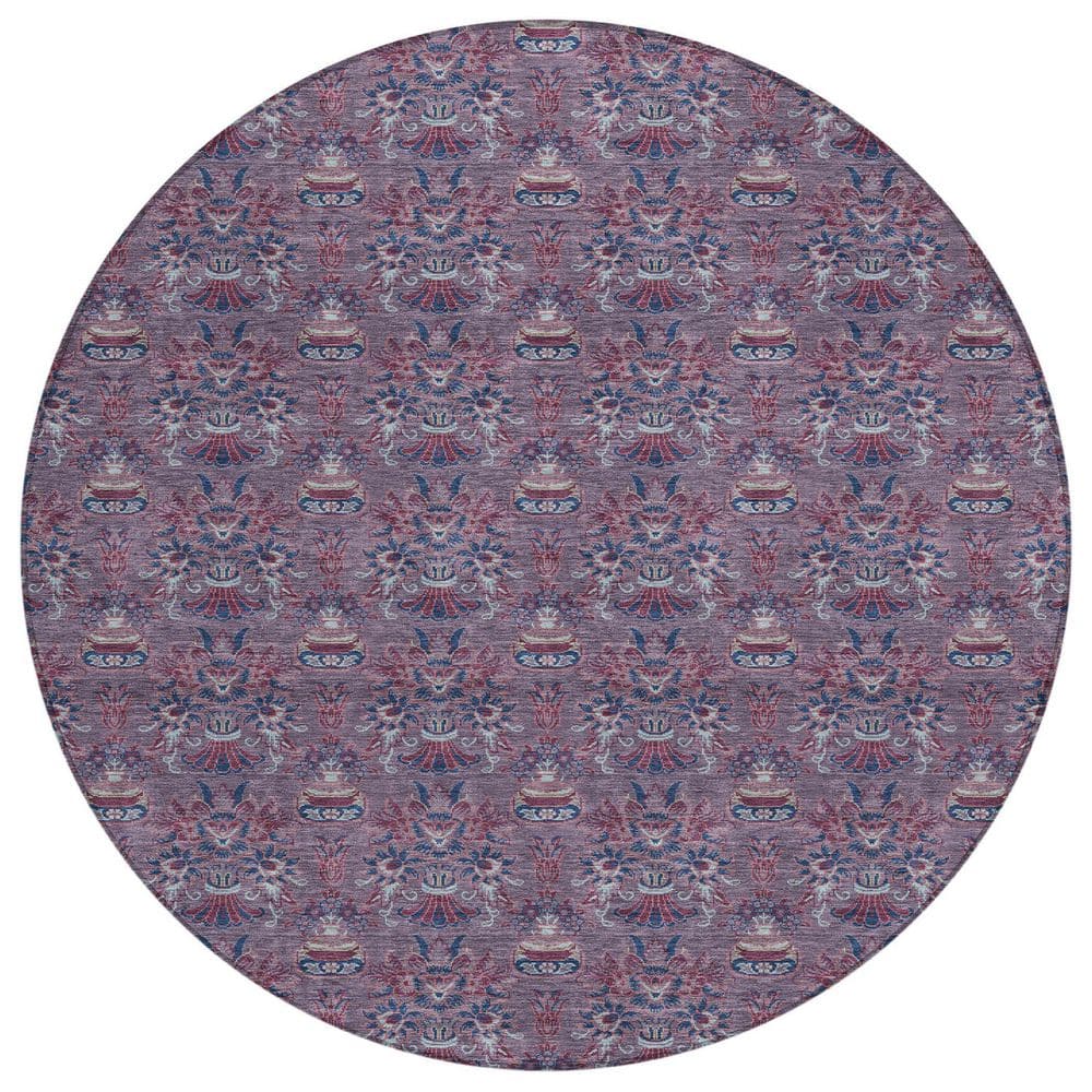 Chantille Machine Washable Indoor/Outdoor Abstract ACN2682 Plum 8 ft. x 8 ft. Round Rug price history on PriceWatchPro