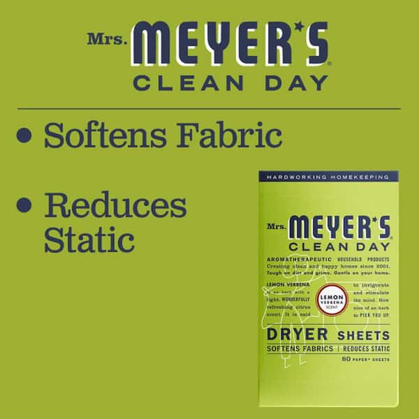 Mrs. Meyer's Clean Day Dryer Sheets, Lavender, 80-Count Boxes (Pack of 12)