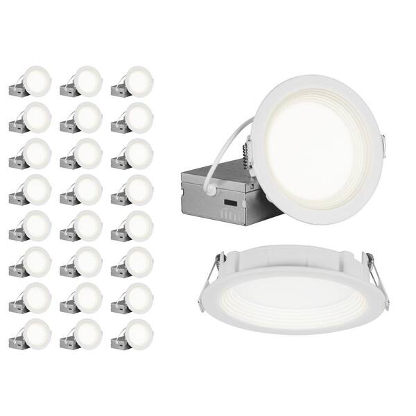 NICOR REL-R Round Regressed 4 in. White Selectable IC-Rated Integrated LED Recessed Downlight Trim Kit, 24 Pack