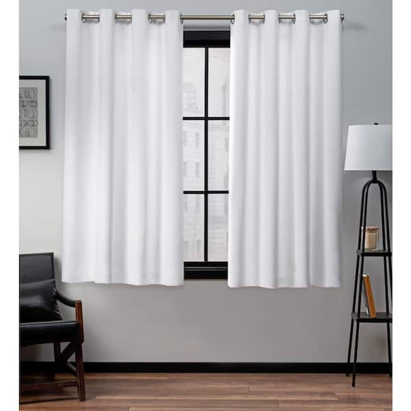 EXCLUSIVE HOME Academy White Solid Blackout Grommet Top Curtain, 52 in. W x 63 in. L (Set of 2)