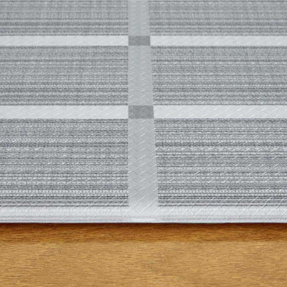 Comfort Plus Dark Grey Geometric Memory Foam Kitchen Mat