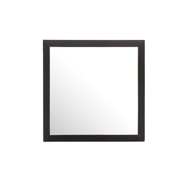 Black 41 in. W x 41 in. H Art Deco Classic Modern Cottage Farmhouse Rectangle Framed Mirror for Bedroom Living Room