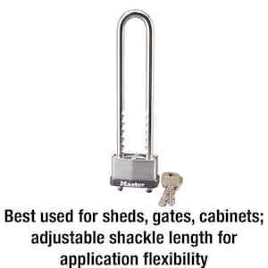 Lock with Key, 1-3/4in. Wide, Long Adjustable Shackle