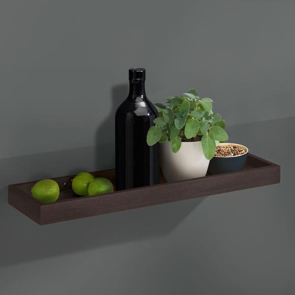 LOGGIA 31.5 in. x 5.9 in. x 1.6 in. Espresso Decorative Wall Shelf with Brackets