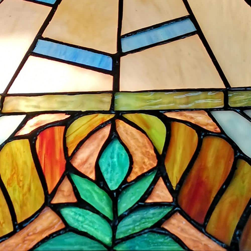 Multicolor Tiffany Style Stained Glass Table Lamp with Zinc Base
