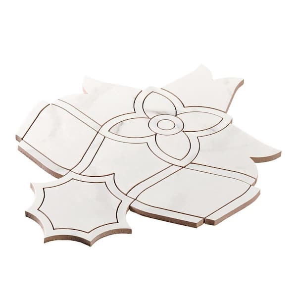 Ciara Rex White 10 in. x 10 in. Marble Look Matte Porcelain Mosaic Floor Wall and Tile (3.4 sq. ft. /Case)