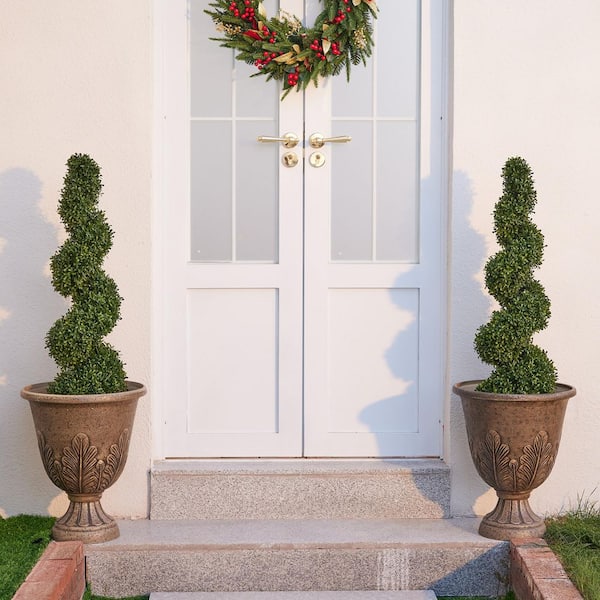DR.Planzen 3 ft. Artificial Boxwood Spiral Topiary Trees Large