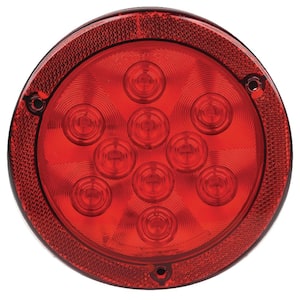 4 in. LED Round Sealed Light with Reflex Mounting Flange in Red