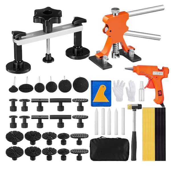 SKYSHALO 56 PCS Dent Removal Kit, Paintless Dent Repair Kit with Golden Lifter, Bridge Puller, Car Dent Puller with Puller Tabs