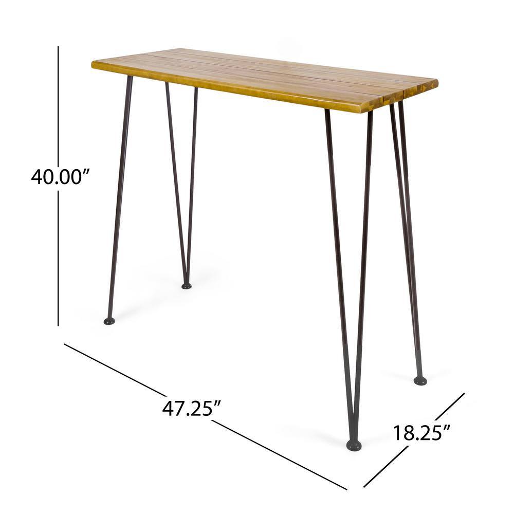 Teak Brown 3-Piece Industrial Bar Height Dining Set with Iron Frame