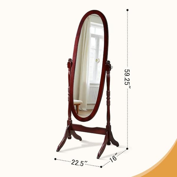 アンティーク雑貨 Early Stand mirror GOGEXX Queen Anne Style Brown 16 in. W x 59.25 in. H Floor Mirror