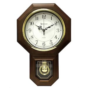 18-1/2 in. x 11-1/4 in. Pendulum Westminster Chime Faux Wood Wall Clock