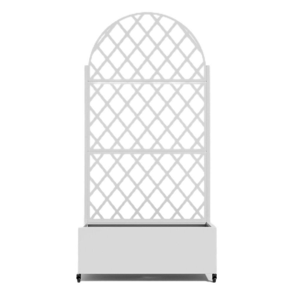 35 in. x 16 in. x 12 in. White Steel Bins Outdoor Planting Box with 71 in. x 35 in. square Climbing Frame (1-Pack) price history on PriceWatchPro