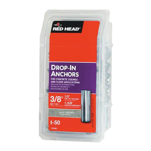 Red Head 3/8 in. x 1-5/8 in. Steel Drop-In Anchors (50-Pack) 01891 - The  Home Depot
