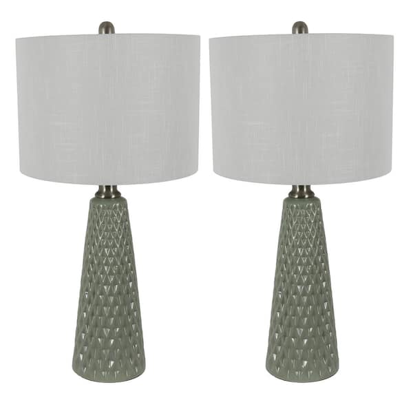 Decor Therapy Jameson 26.5 in. Sage Green Textured Ceramic Table Lamps