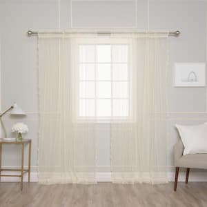 Ivory Polka Dot Lace Rod Pocket Sheer Curtain - 52 in. W x 84 in. L (Set of 2)