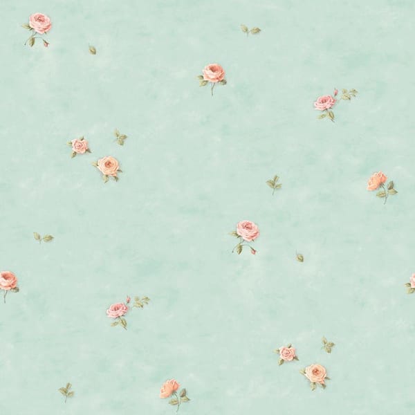 The Wallpaper Company 56 sq. ft. Pastel Roses Wallpaper-DISCONTINUED