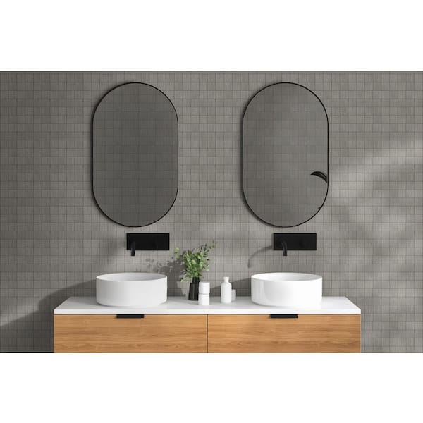 Metro Gray 12 in. x 12 in. x 0.38 in. Matte Porcelain Mesh-Mounted Mosaic Floor and Wall Tile (11.63 sq. ft./Case)