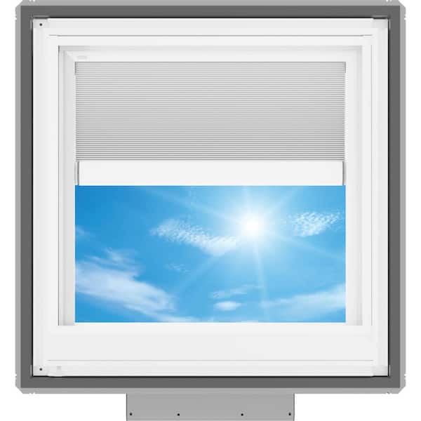 30-1/16 in. x 30 in. Solar Powered Venting Deck Mount Skylight with Laminated Low-E3 Glass, White Room Darkening Shade