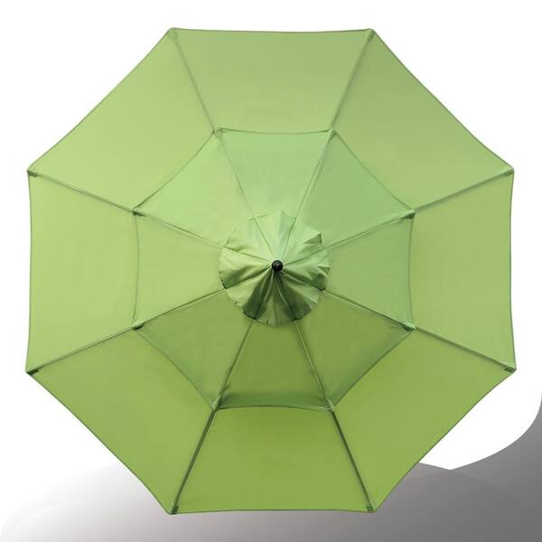 double vented patio umbrella strut assembly 11 Foot Double Vent Crank Lift Round Market Umbrella - Gateway Coast Stripe