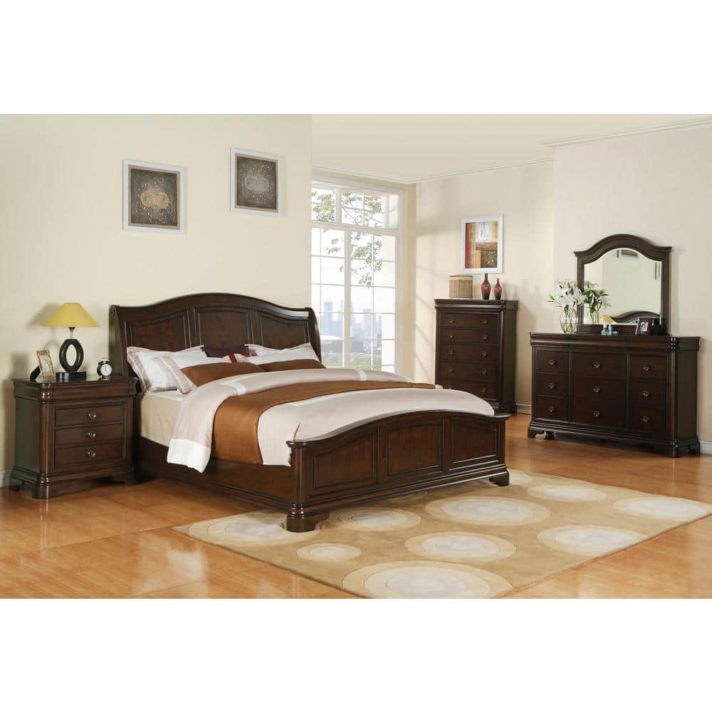 Traditional Cherry 3-Drawer Nightstand with Hidden Storage
