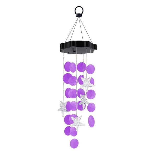 Purple Seashell Solar Wind Chimes