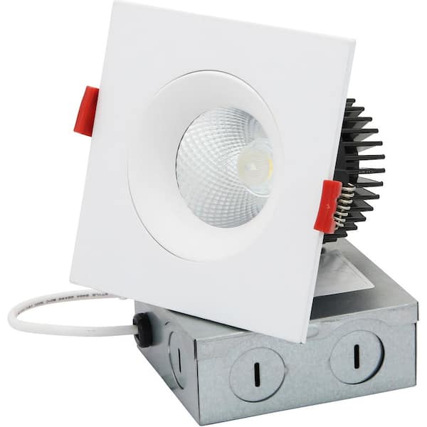 Sunlite 3.5 In Selectable CCT 27K, 30K, 35K, 40K, 50K, Remodel 60 Watt Equivalent Square LED Gimbal Recessed Kit (1-Pack)