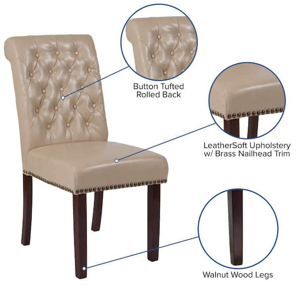 cream leather button back dining chairs