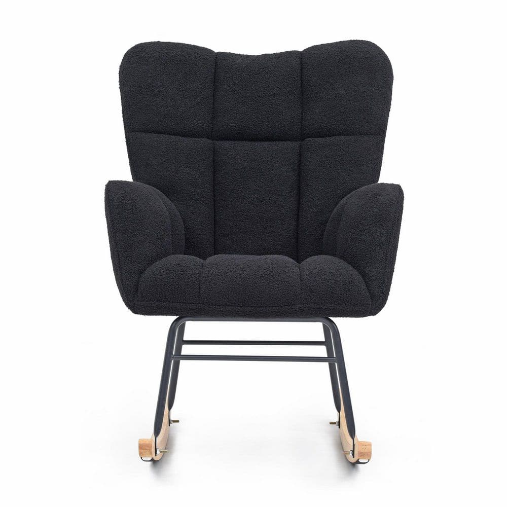 Metal Outdoor Rocking Chair Teddy Upholstered Glider Rocker Rocking Accent 