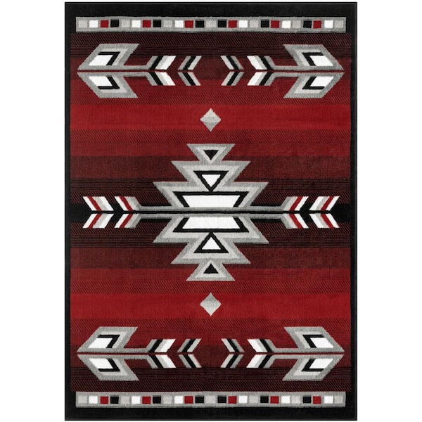 Home Dynamix Premium Sagrada Red/Grey 8 ft. x 10 ft. Southwestern Geometric Area Rug