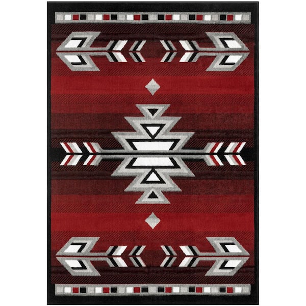 Home Dynamix Premium Sagrada Red/Grey 5 ft. x 7 ft. Southwestern ...