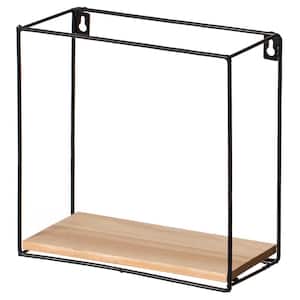 Rectangle, Wooden Board with Metal Frame Wall Mount Floating Shelf for The Living Room, Dining Room, or Office