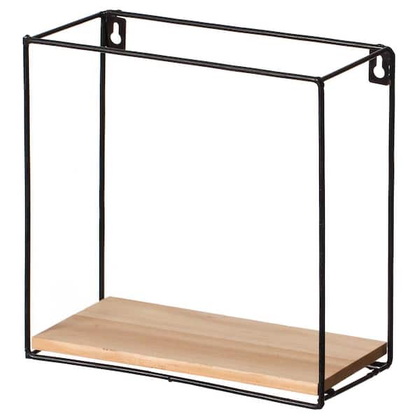 Vintiquewise Rectangle, Wooden Board with Metal Frame Wall Mount Floating Shelf for The Living Room, Dining Room, or Office