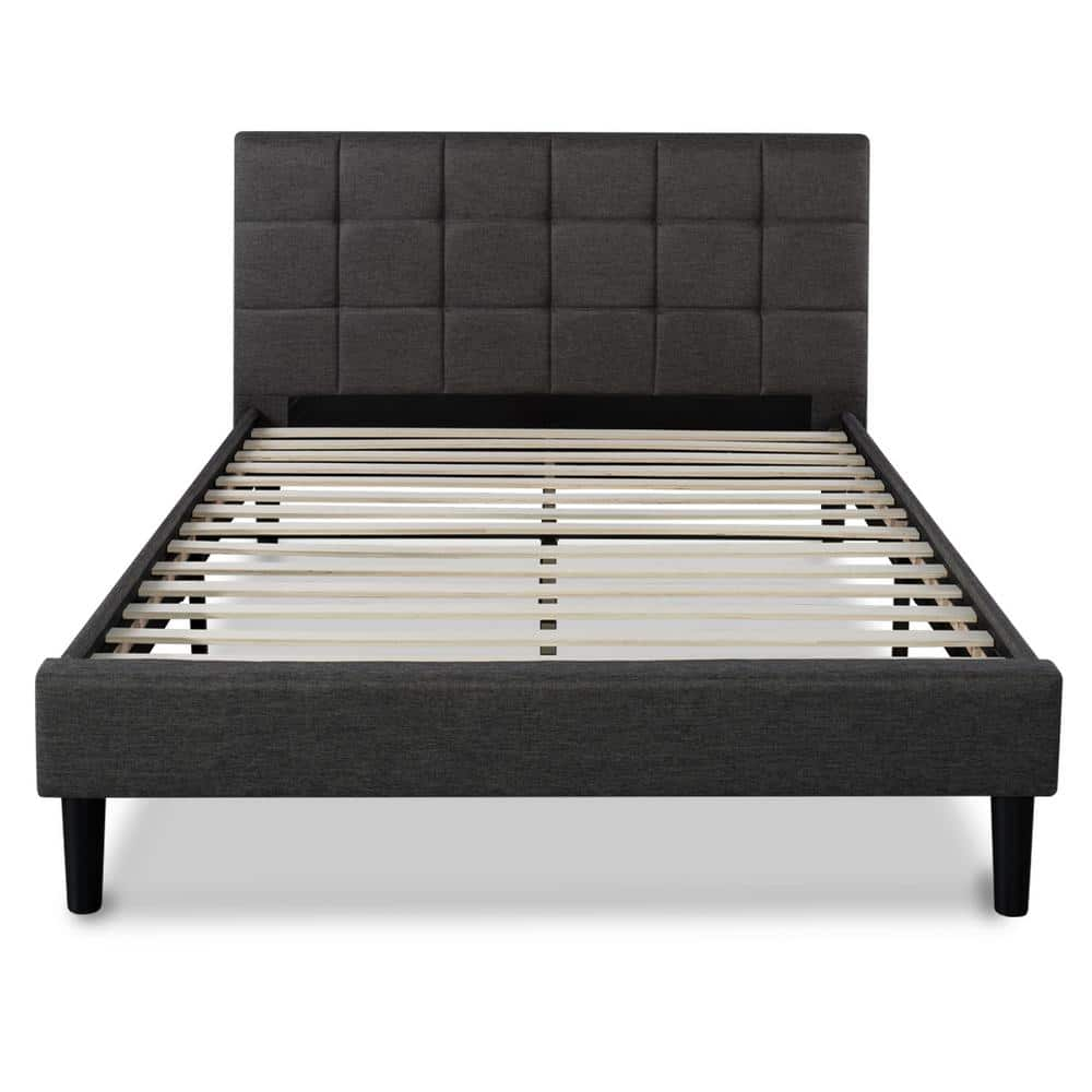 Zinus Lottie Upholstered Square Stitched Platform Bed Frame Full Hd Fspb F The Home Depot 