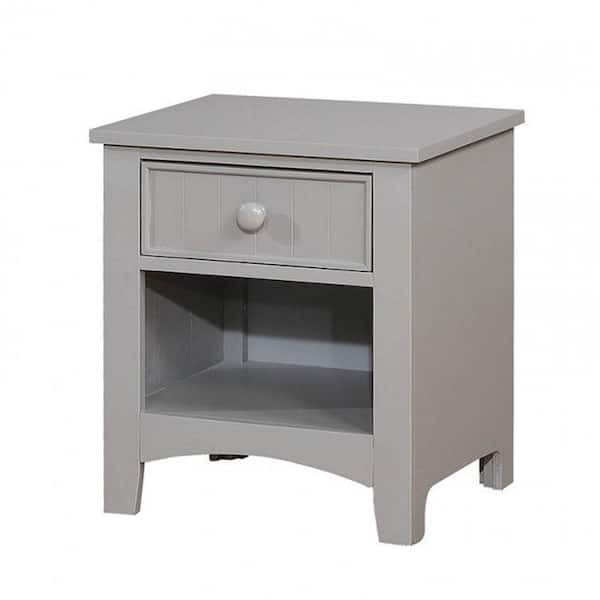 1-Drawer Caren Gray Night Stand 21.50 in. H x 19 in. W x 16 in. D