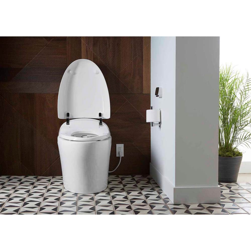 White Elongated Free Standing Dual Flush Toilet