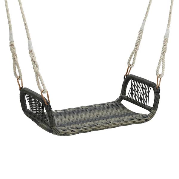 Costway 1-Person Wicker Porch Swing Curved Rattan Swing Seat with Cozy Armrests for Front Porch