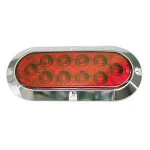 Oval 6 in. LED Stop/Turn/Tail Light Red - Black Trim