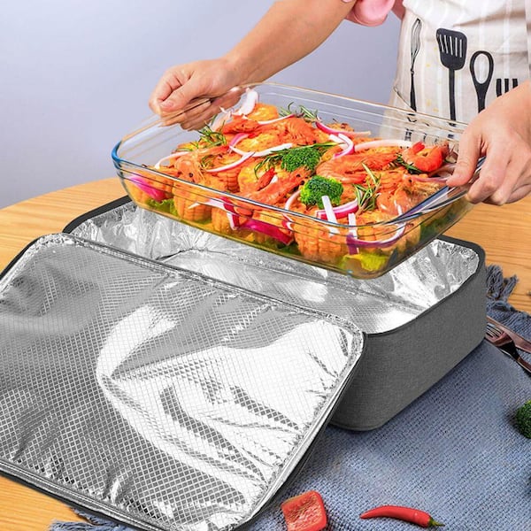 Lynzavix Gray Insulated Casserole Carrier for Hot or Cold Food