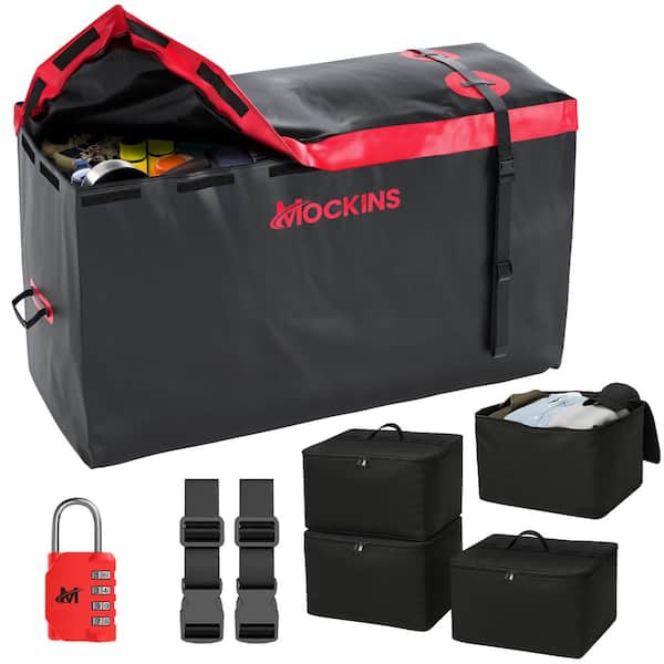 15 cu. ft. Waterproof Cargo Carrier Bag 48 in. x 31 in. x 18 in. Hitch Cargo Bag and 4-Pack Cubes, Red