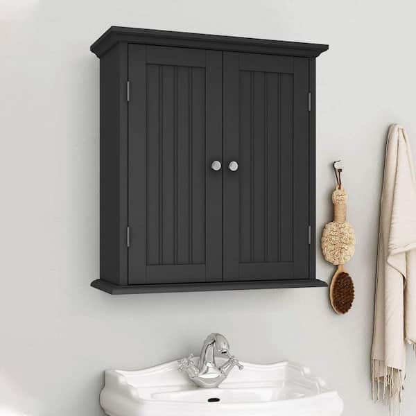 Dracelo 12.6 in. W x 6.1 in. D x 12.2 in. H Black 2 Tier Bathroom Over The  Toilet Storage Shelf with Wall Mounting Design B0992MZZWL - The Home Depot