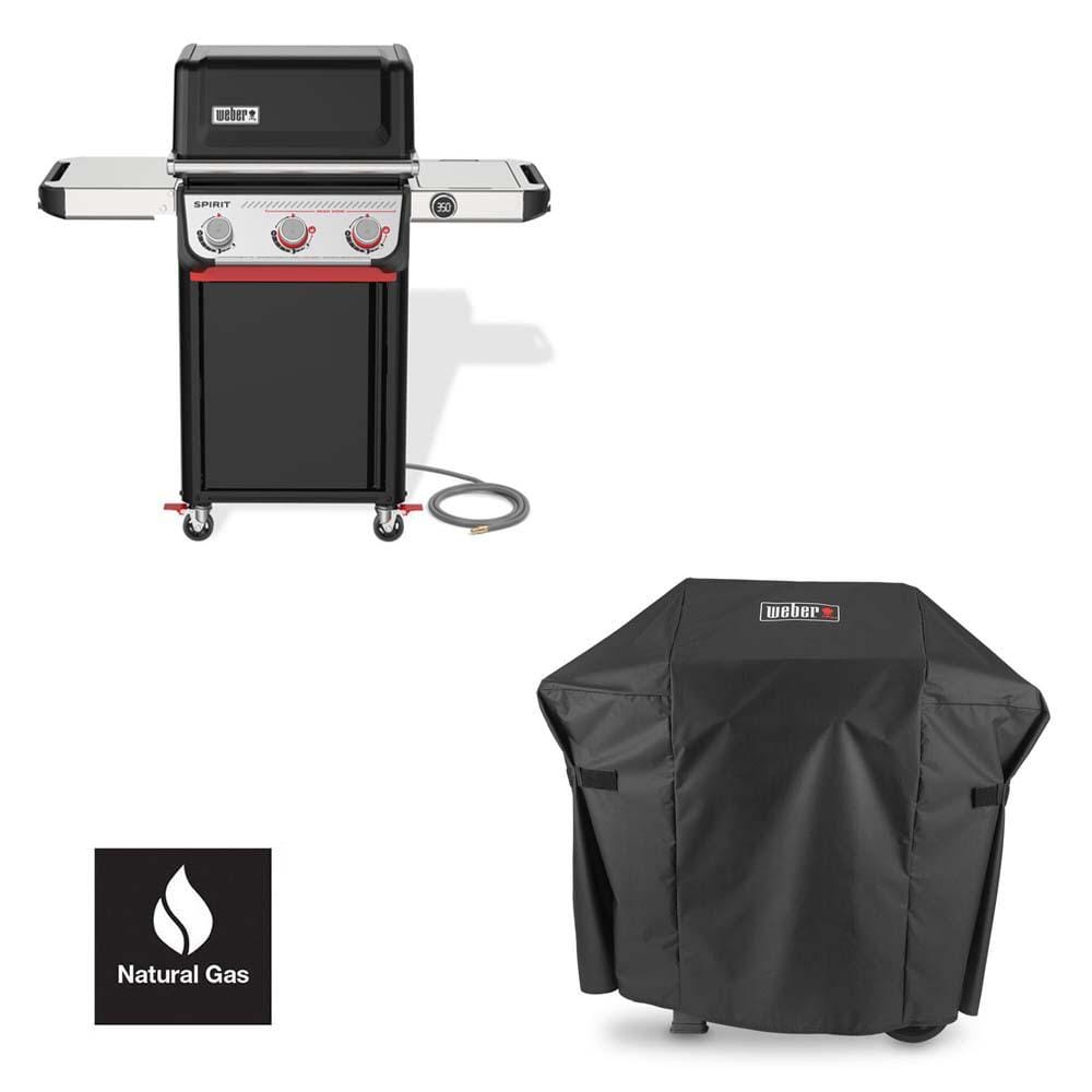 Spirit EP-325 3-Burner Natural Gas Grill in Black with Grill Cover