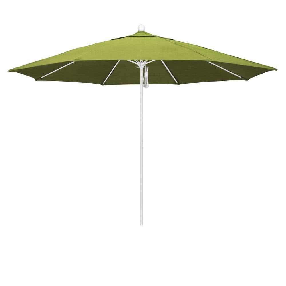 11 ft. Matted White Aluminum Market Patio Umbrella with Fiberglass Ribs Pulley Lift in Kiwi Olefin price history on PriceWatchPro