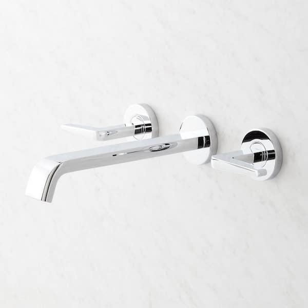 SIGNATURE HARDWARE Drea 8 in. Widespread Double Handle Bathroom Faucet in Chrome