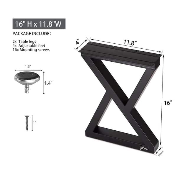 Angel Sar 16 in. Black Metal Coffee Table Legs, Double Angel Sar 16 in. Black Metal Coffee Table Legs, Double