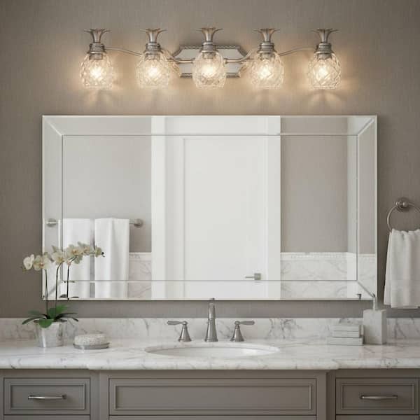 Plantation 37 in. 5 Light Polished Antique Nickel Vanity Light