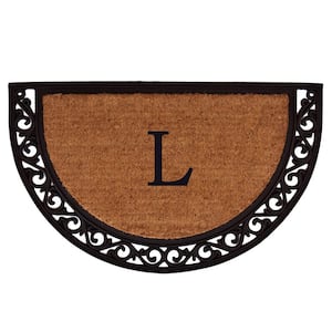 Ornate Scroll 30 in. x 48 in. Coir Monogrammed Door Mat (Letter L)