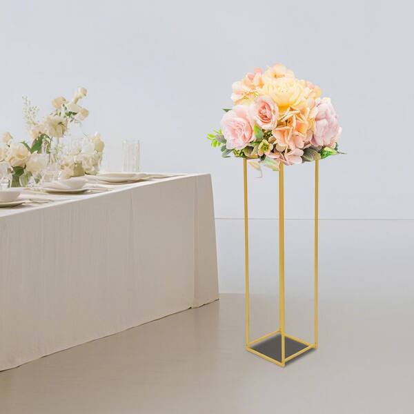 YIYIBYUS 39.37 in. Tall Indoor/Outdoor Gold Metal Vases Stand