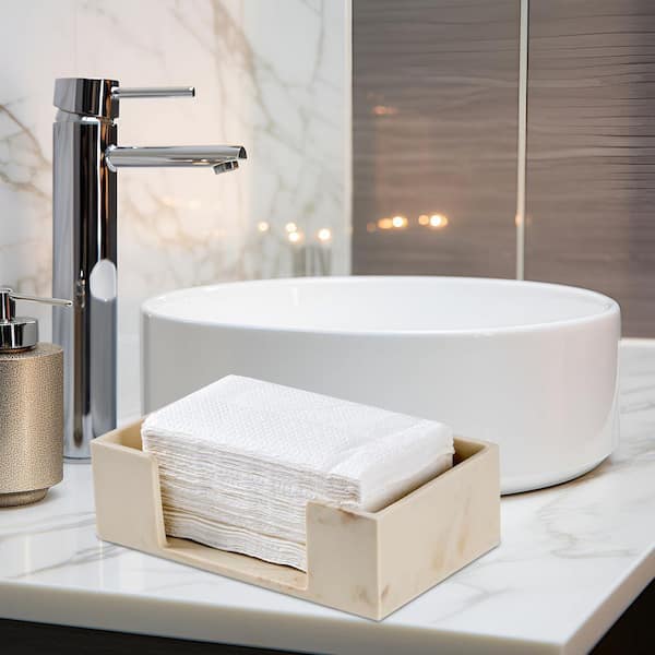 Countertop Marble Beige Napkin Holder Paper Towel Dispenser for Kitchen Bathroom C Fold Trifold Organizer